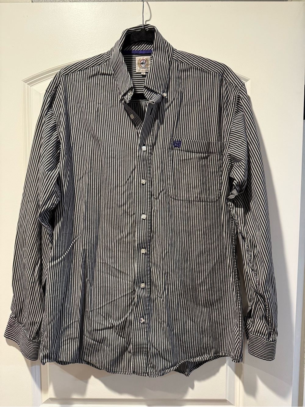 Cinch Striped Long-Sleeve Men’s Shirt - Black/White